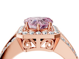 Rose gold Fancy Pink Heart -Cut Halo Diamond Ring with Split Shank and Four-Prong Setting_75