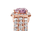 Rose gold Fancy Pink Heart -Cut Halo Diamond Ring with Split Shank and Four-Prong Setting_76