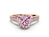 Rose gold Fancy Pink Heart  Brilliant Cut Diamond Engagement Ring with Pavé Band and Four-Prong Setting_48