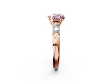 Rose gold Fancy Pink Heart  Brilliant Cut Diamond Five-Stone Prong Set Engagement Ring with Channel Band_5