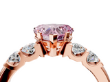 Rose gold Fancy Pink Heart  Brilliant Cut Diamond Five-Stone Prong Set Engagement Ring with Channel Band_7
