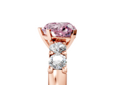Rose gold Fancy Pink Heart  Brilliant Cut Diamond Five-Stone Prong Set Engagement Ring with Channel Band_8