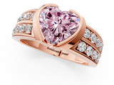 Rose gold Fancy Pink Heart  Brilliant Diamond Channel Set Wide Band Ring with Bezel Setting_21