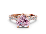 Rose gold Fancy Pink Heart  Brilliant Diamond Solitaire with Pavé Band and Four-Prong Setting 1