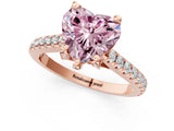 Rose gold Fancy Pink Heart  Brilliant Diamond Solitaire with Pavé Band and Four-Prong Setting 2