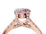Rose gold Fancy Pink Heart  Brilliant Diamond Solitaire with Pavé Band and Four-Prong Setting 5