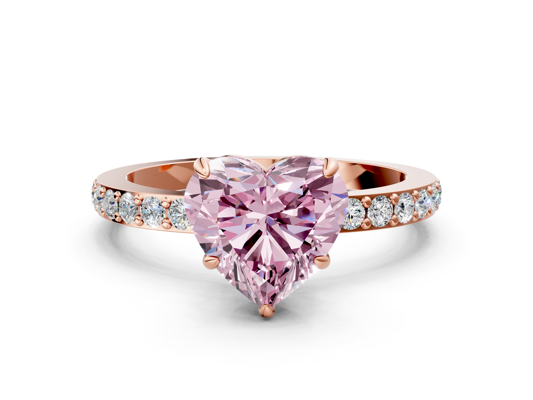 Rose gold Fancy Pink Heart  Brilliant Pavé Band Solitaire with Four-Prong Setting_41