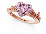 Rose gold Fancy Pink Heart  Brilliant Solitaire with Leaf Motif Band and Four-Prong Setting_64