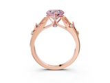 Rose gold Fancy Pink Heart  Brilliant Solitaire with Leaf Motif Band and Four-Prong Setting_66