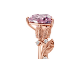 Rose gold Fancy Pink Heart  Brilliant Solitaire with Leaf Motif Band and Four-Prong Setting_68