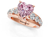 Rose gold Fancy Pink Heart  Brilliant Solitaire with Side Stones on a Pave Band and Four-Prong Setting_25