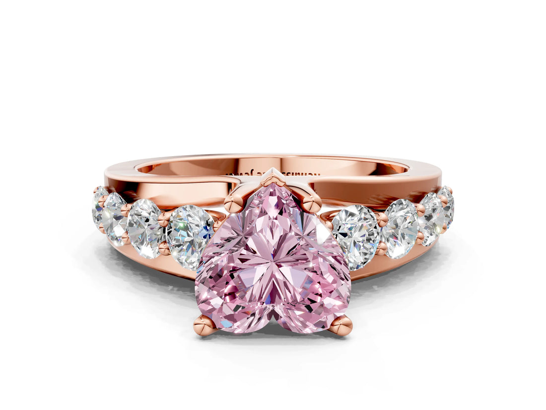 Rose gold Fancy Pink Heart  Brilliant Solitaire with Side Stones on a Pave Band and Four-Prong Setting_37