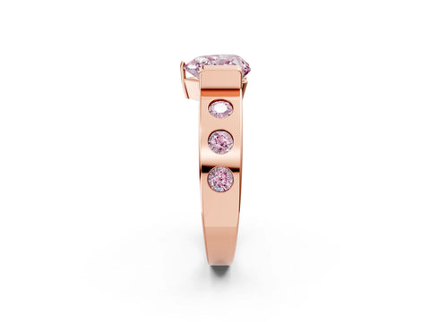 Rose gold Fancy Pink Heart Cut Brilliant Channel-Set Diamond Ring with Bezel Prong Setting_2