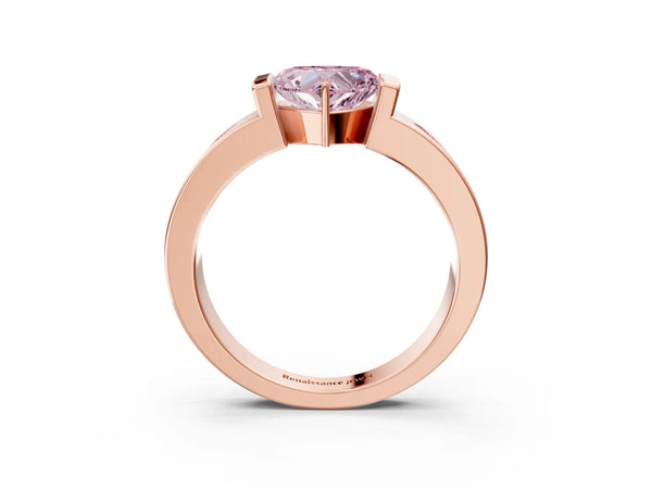 Rose gold Fancy Pink Heart Cut Brilliant Channel-Set Diamond Ring with Bezel Prong Setting
