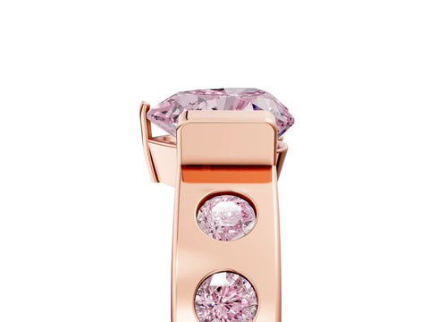 Rose gold Fancy Pink Heart Cut Brilliant Channel-Set Diamond Ring with Bezel Prong Setting_5