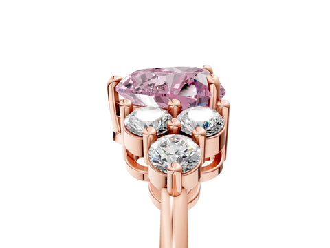Rose gold Fancy Pink Heart Cut Brilliant Diamond Cluster Accent Solitaire Ring with Prong Setting_5