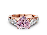 Rose gold Fancy Pink Heart Cut Brilliant Diamond Pavé Band with Six-Prong Setting
