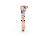 Rose gold Fancy Pink Heart Cut Brilliant Diamond Pavé Band with Six-Prong Setting_2