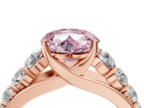 Rose gold Fancy Pink Heart Cut Brilliant Diamond Pavé Band with Six-Prong Setting_4