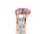 Rose gold Fancy Pink Heart Cut Brilliant Diamond Pavé Band with Six-Prong Setting_5