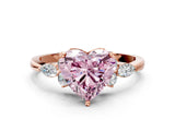 Rose gold Fancy Pink Heart Cut Brilliant Diamond Solitaire Ring with Pear Side Stones and Four-Prong Setting_3