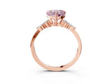 Rose gold Fancy Pink Heart Cut Brilliant Diamond Solitaire Ring with Pear Side Stones and Four-Prong Setting_6