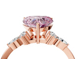Rose gold Fancy Pink Heart Cut Brilliant Diamond Solitaire Ring with Pear Side Stones and Four-Prong Setting_7