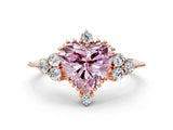 Rose gold Fancy Pink Heart Cut Brilliant Diamond with Cluster Setting on a Beaded Band and Four-Prong Setting_12
