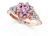Rose gold Fancy Pink Heart Cut Brilliant Diamond with Cluster Setting on a Beaded Band and Four-Prong Setting_13