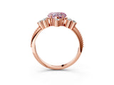 Rose gold Fancy Pink Heart Cut Brilliant Diamond with Cluster Setting on a Beaded Band and Four-Prong Setting_3