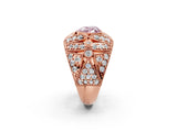 Rose gold Fancy Pink Heart Cut Brilliant Halo Pave Diamond Milgrain Ring_2