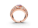 Rose gold Fancy Pink Heart Cut Brilliant Halo Pave Diamond Milgrain Ring_3