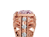 Rose gold Fancy Pink Heart Cut Brilliant Milgrain Filigree Diamond Ring with Square Prong Setting_5