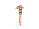 Rose gold Fancy Pink Heart Cut Brilliant Milgrain Pave Heart Band Solitaire Ring_2