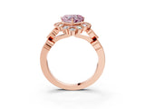 Rose gold Fancy Pink Heart Cut Brilliant Milgrain Pave Heart Band Solitaire Ring_3