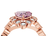 Rose gold Fancy Pink Heart Cut Brilliant Milgrain Pave Heart Band Solitaire Ring_4