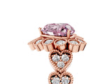 Rose gold Fancy Pink Heart Cut Brilliant Milgrain Pave Heart Band Solitaire Ring_5