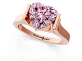 Rose gold Fancy Pink Heart Cut Brilliant Solitaire Diamond Ring with Channel Set Band and Bar Prong Setting_1