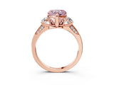 Rose gold Fancy Pink Heart Cut Brilliant Three-Stone Diamond Ring with Pavé Band and Four-Prong Setting_6