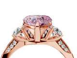Rose gold Fancy Pink Heart Cut Brilliant Three-Stone Diamond Ring with Pavé Band and Four-Prong Setting_7