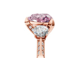 Rose gold Fancy Pink Heart Cut Brilliant Three-Stone Diamond Ring with Pavé Band and Four-Prong Setting_8