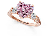Rose gold Fancy Pink Heart Cut Brilliant Three-Stone Pave Band with Four-Prong Setting_1