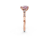 Rose gold Fancy Pink Heart Cut Brilliant Three-Stone Pave Band with Four-Prong Setting_2