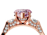Rose gold Fancy Pink Heart Cut Brilliant Three-Stone Pave Band with Four-Prong Setting_4