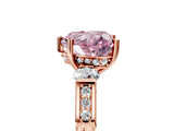 Rose gold Fancy Pink Heart Cut Brilliant Three-Stone Pave Band with Four-Prong Setting_5