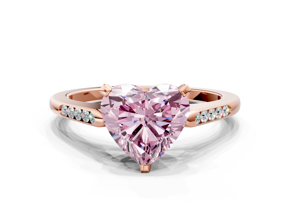 Rose gold Fancy Pink Heart  Cut Channel Set Solitaire Engagement Ring with Four-Prong Setting_169