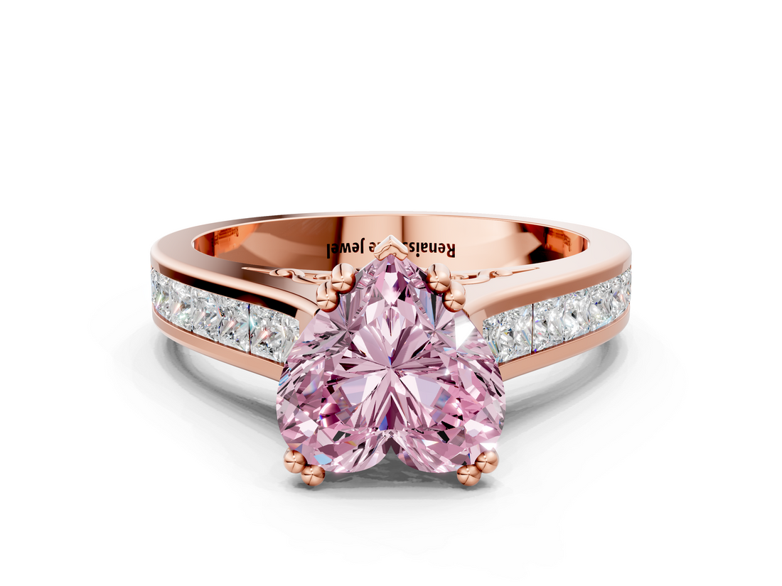 Rose gold Fancy Pink Heart  Cut Channel Set Solitaire Engagement Ring with Prong Setting_20