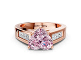 Rose gold Fancy Pink Heart Cut Cut Channel Set Solitaire Ring with Four-Prong Setting