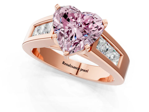 Rose gold Fancy Pink Heart Cut Cut Channel Set Solitaire Ring with Four-Prong Setting_1