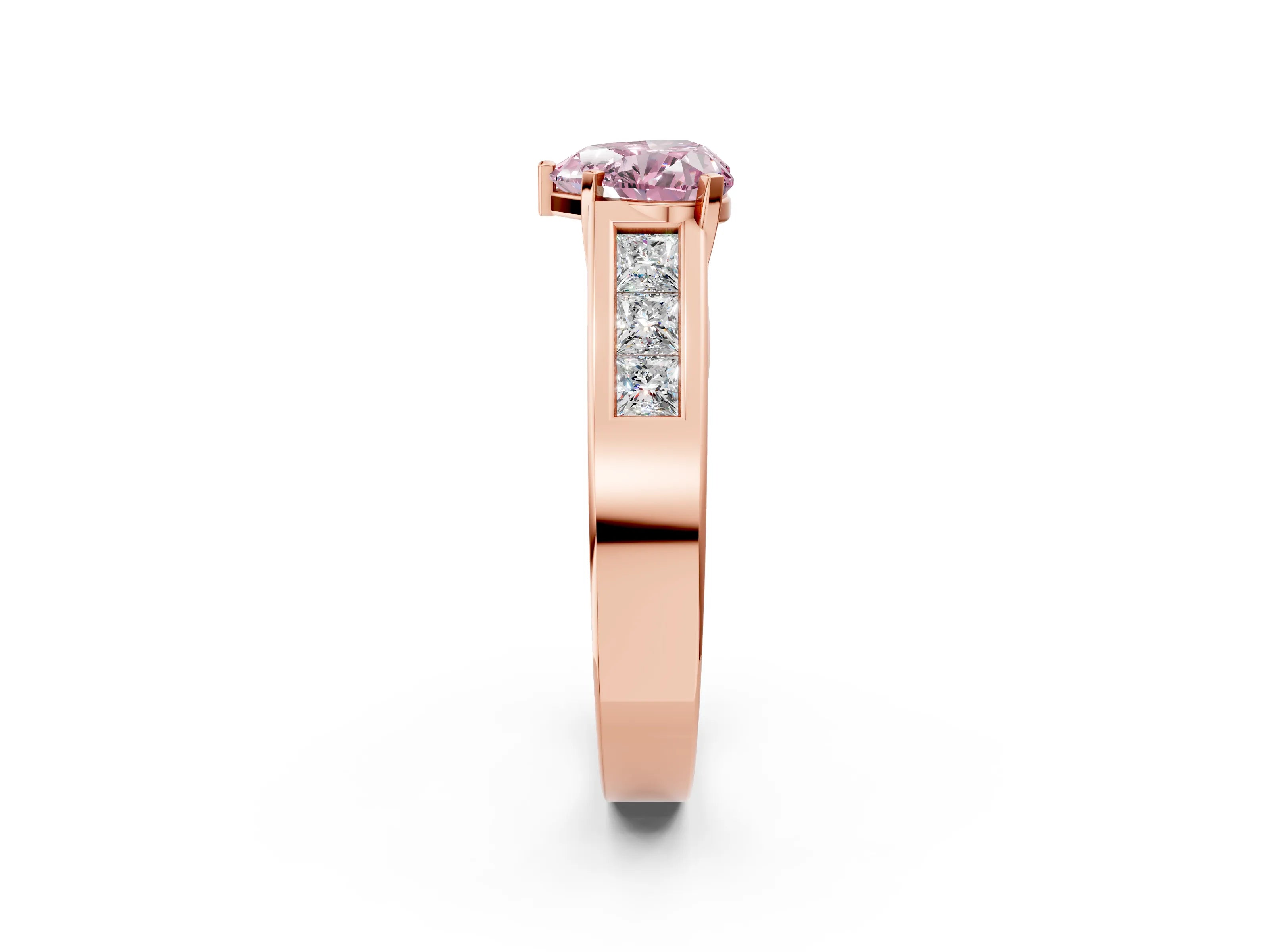 Rose gold Fancy Pink Heart Cut Cut Channel Set Solitaire Ring with Four-Prong Setting_2